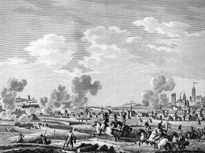 Rewolucja francuska i przybycie sił kontrrewolucyjnych: zwycięstwo francuskich rewolucjonistów na Dżemmapes 6 listopada 1792 r. nad armią austriacką w Belgii. Paryż, Biblioteka Instytutu Historii Rewolucji autorstwa School French