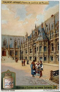 Zabytki gotyckie: gmach sądu w Rouen - chromo. Liébig autorstwa School French