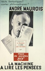 Plakat reklamujący powieść Andre Maurois „La Machine a Lire les Pensees” autorstwa School French