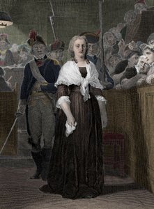 Królowa Maria Antonina (1755-1793) skazana przez Sąd Rewolucyjny w październiku 1793” (Królowa Francji Maria Antonina (1755-1793) podczas procesu przed sądem rewolucyjnym, październik 1793)
