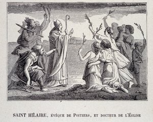 Św. Hilaire, Eveque z Poitiers i Doktor Kościoła, zmarły w 367 r. autorstwa School French