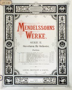 Okładka partytury „Uwertura op. 10 na orkiestrę” Felixa Mendelssohna (kolor lito) autorstwa School German