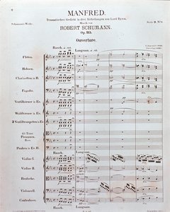 Nuty na otwarcie „Manfreda” (op. 115) niemieckiego kompozytora Roberta Schumanna (druk) autorstwa School German