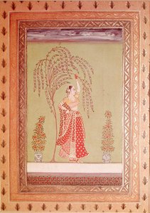 Kobieta pod drzewem (gwasz na papierze) autorstwa School Indian