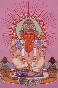 Miniaturowy obraz Lorda Ganesha Ganpati na papierze autorstwa School Indian