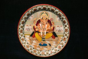 Miniaturowy obraz Lorda Ganesha Ganpati na papierze autorstwa School Indian
