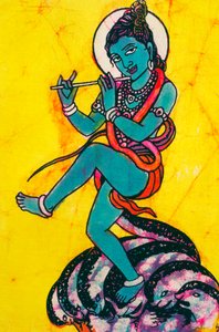 Pan Kryszna Kaliya Mardhan Batik Painting autorstwa School Indian