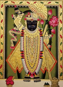 Lord Shrinathan Nathdwaran Miniatura malowana na papierze autorstwa School Indian