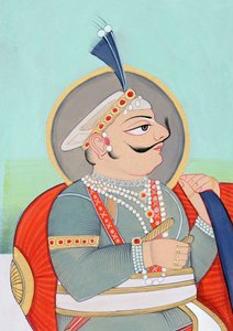 Miniatura przedstawiająca maharadżę Prithviraj Chauhan Ajmer autorstwa School Indian