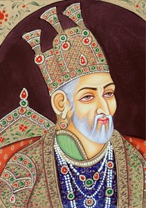 Miniatura przedstawiająca cesarza Mogołów Bahadura Shah Zafara autorstwa School Indian