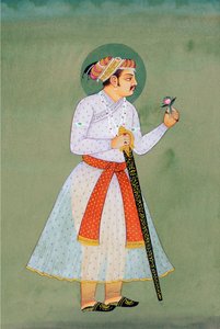 Miniaturowy obraz przedstawiający cesarza Mogołów Dżahangira autorstwa School Indian