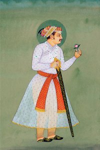 Miniaturowy obraz przedstawiający cesarza Mogołów Dżahangira autorstwa School Indian