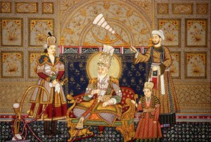 Miniaturowy obraz cesarza Mogołów Shah Jahana na papierze autorstwa School Indian
