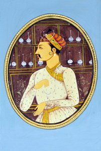 Miniatura przedstawiająca cesarza Mughul Akbar Indie Azja autorstwa School Indian