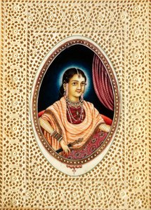 Miniaturowy obraz Mumtaz Mahal na kości słoniowej autorstwa School Indian