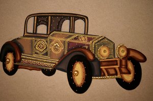 Malowanie starego wzoru samochodu królewskiego, Indie autorstwa School Indian