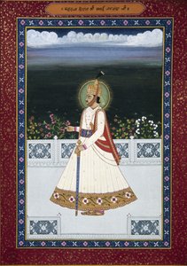 Obraz byłego władcy Sawai Jai Singha, Jaipur, założyciel (1700-1743), Radżastan, Indie autorstwa School Indian