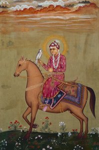 Portret cesarza Dżahangira (1569-1627) (gwasz na papierze) autorstwa School Indian