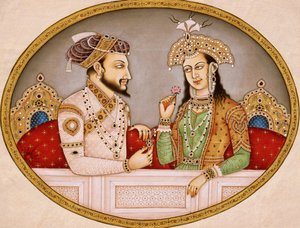 Portret cesarza Mogołów Szahdżahana z królową Mumtaz Mahal, Indie