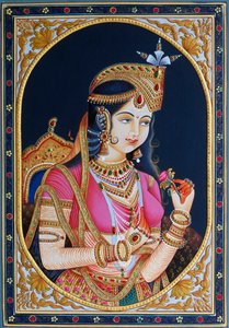 Portret Mumtaz Mahal na obrazie papierowym autorstwa School Indian