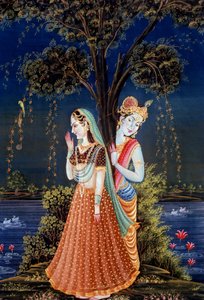 Miniaturowe obrazy Radha Krishna autorstwa School Indian