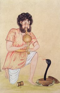 Zaklinacz węży (gwasz i akwarela na papierze) autorstwa School Indian