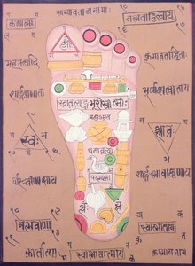 Tantryczny diagram prawej stopy (gwasz i akwarela na papierze) autorstwa School Indian