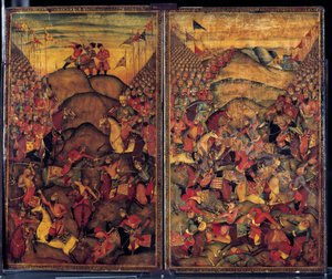 Scena bitwy. XVII-wieczne malarstwo pochodzenia indoirańskiego. Muzeum Sztuki Dekoracyjnej, Paryż autorstwa School Iranian