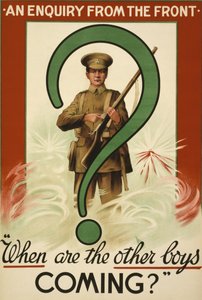 Plakat rekrutacyjny z Wielkiej Wojny wydany w Irlandii (kolorowa litografia)