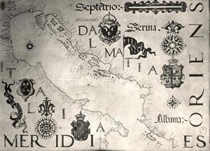 Mapa Adriatyku (welum) (zdjęcie czarno-białe) autorstwa School Italian