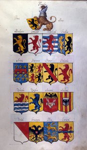 Blazon Holandii (Holandia, Flandria, Hainaut) ze smokami, Archivio di Stato z Mediolanu