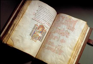 Ewangelicki. Kodeks z klasztoru Farfa. (Ms. E 16 folii 149v. 150r.) Rzym, Biblioteca Vallicelliana autorstwa School Italian