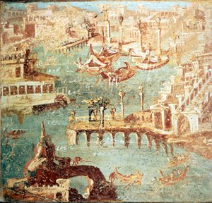 Port Pozzuoli (Pozzuoli) w pobliżu Neapolu.Museo Nazionale de Naples autorstwa School Italian