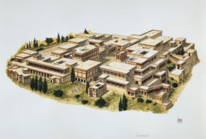 Rekonstrukcja pałacu w Knossos, Kreta, XX w. p.n.e. (kolor lito)