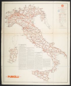 Mapa drogowa Włoch, „Schematyczna mapa informacji drogowych zima 1932-33” autorstwa School Italian