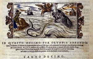 Scena z rycerskiego poematu „Orlando Furioso” (Wściekły Roland) Ludovico Ariosto (1474 - 1533) X L