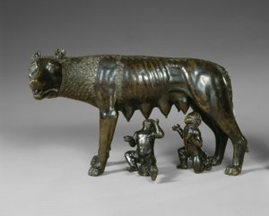 Wilk kapitoliński osesek Romulus i Remus autorstwa School Italian