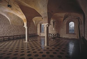 Widok na salę kapitulną kościoła św. Wincentego i św. Abbazia delle Tre Font autorstwa School Italian