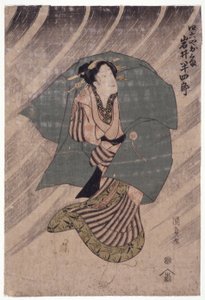 Aktor Iwai Shijaku w roli kobiecej (drzeworyt kolorowy) autorstwa School Japanese