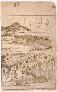 Ilustracja książkowa: Most (drzeworyt kolorowy) autorstwa School Japanese