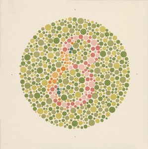 Test kolorów Ishihary do wykrywania ślepoty barw. (color litho)