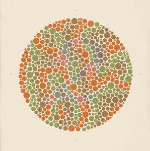 Test kolorów Ishihary do wykrywania ślepoty barw. (color litho)
