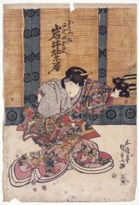 Iwai Shijaku w roli kobiecej (drzeworyt kolorowy) autorstwa School Japanese