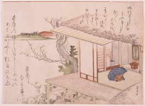 Mężczyzna Klęczy Przed Świątynią autorstwa School Japanese