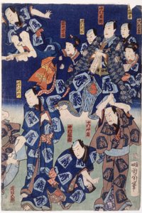 Myriad Of Actors (Triptych) (xilogravura colorida)polonês autorstwa School Japanese