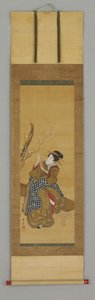 Ukiyoe, woman seated on bench autorstwa Japanese School