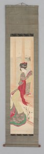 Kobieta na siedzeniu przy oknie (Kakemono) autorstwa Japanese School
