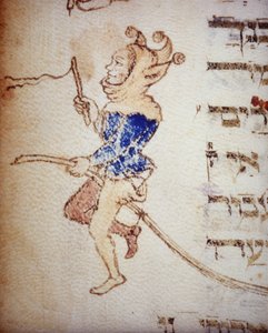Nadworny błazen. Rękopis żydowski z XIII wieku. Biblioteca Palatina, Parma.