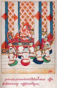Mahajanaka Jataka. (grafika, ok. 1910) autorstwa School Laotian