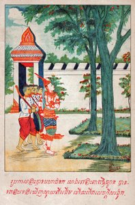 Mahajanaka Jataka. (grafika, ok. 1910) autorstwa School Laotian